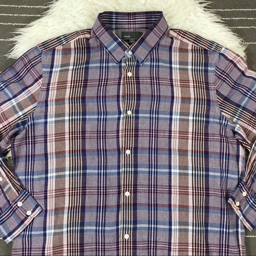 Vince cotton linen plaid shirt - Picture 2 of 6